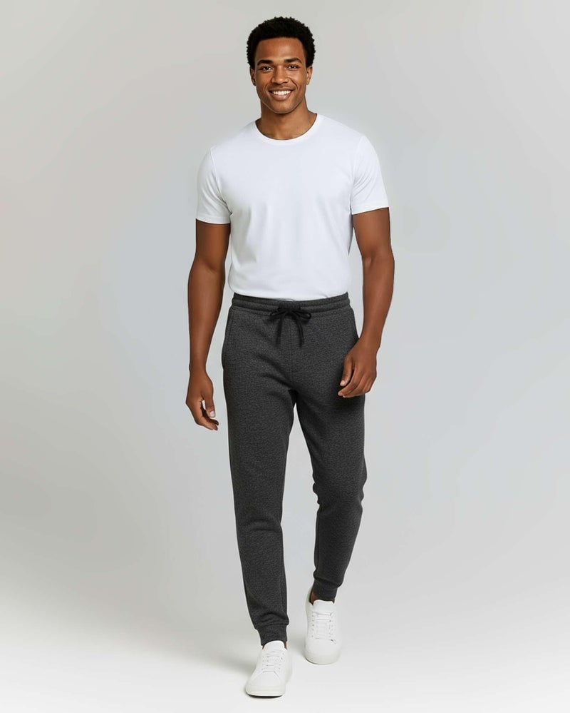 REALESSENTIALS Real Essentials 3 Pack: Men's Cotton Fleece Jogger Sweatpants - Athletic Pants Bottoms with Pockets, Set 4, L, - Image 4